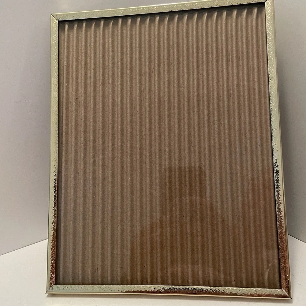 Vintage Gold Tone Metal Picture Frame 8x10Textured Border Tabletop Display MCM